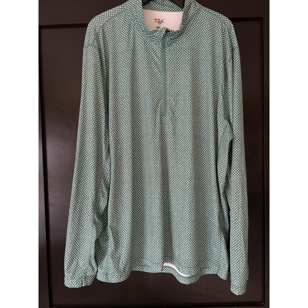 1764 Quarter Zip Pullover Mens 2XL Green Performance Golf Mock Neck